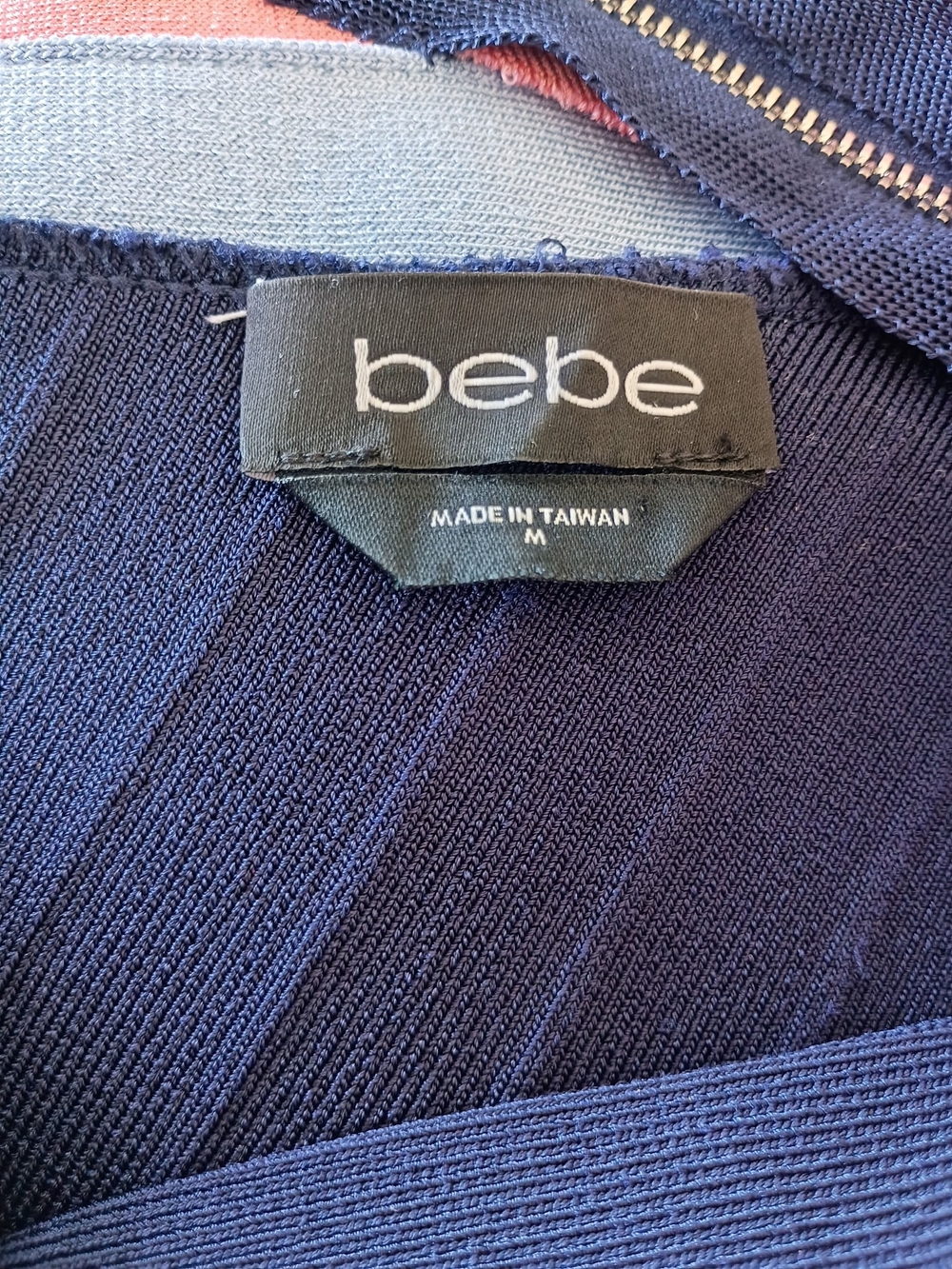 bebe Navy Bandage Mini Dress with Pink and Light Blue Trim SZ M - Picture 6 of 6